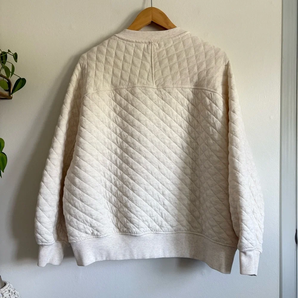 aerie Quilted Ivory Snap-Front Bomber Jacket - Picture 6 of 7